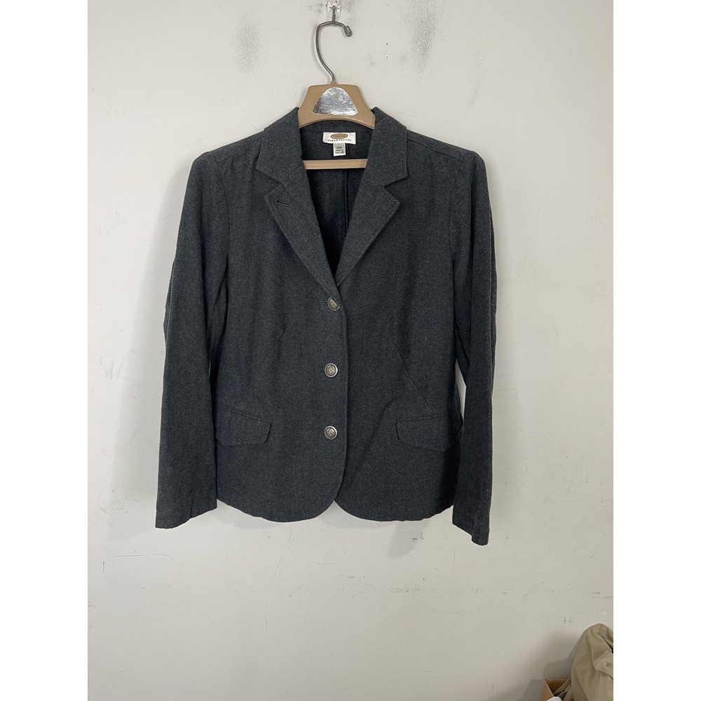 Talbots Womens Blazer Jacket 12W Petite Gray Academia School Preppy Fall Rustic
